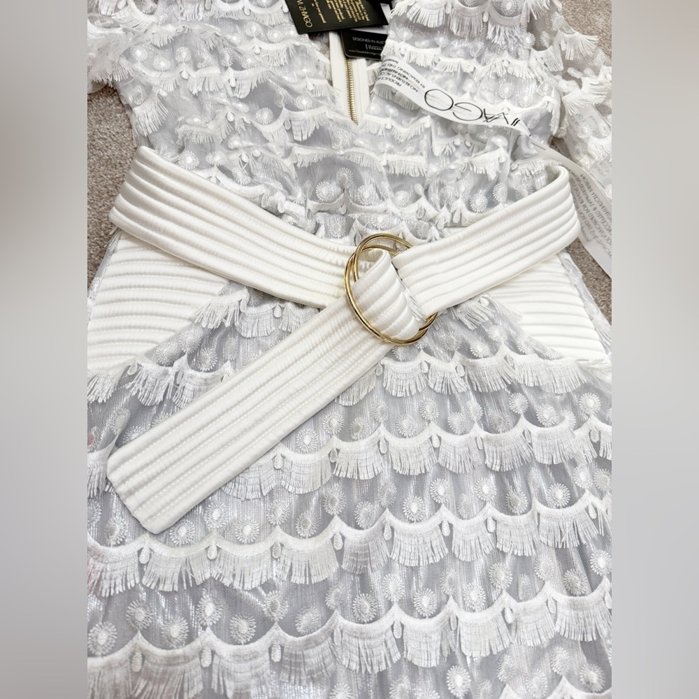 Zhivago - It’s Over Midi Dress White Tassel Fringe Belted Dress - US 6 - NWT - Picture 9 of 16